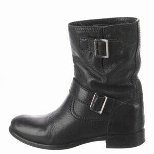 Perfect Prada Leather Moto Ankle Boots Black Size 38.5 (Fit Like US 8) EUC